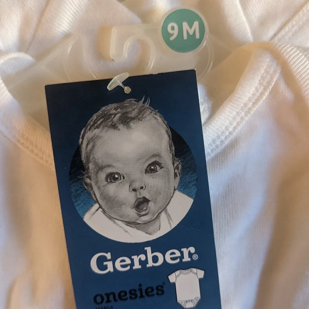 NWT 3 Gerber Onesies 9M Months White NEW on Hangers Baby Infant Clothes Jumper